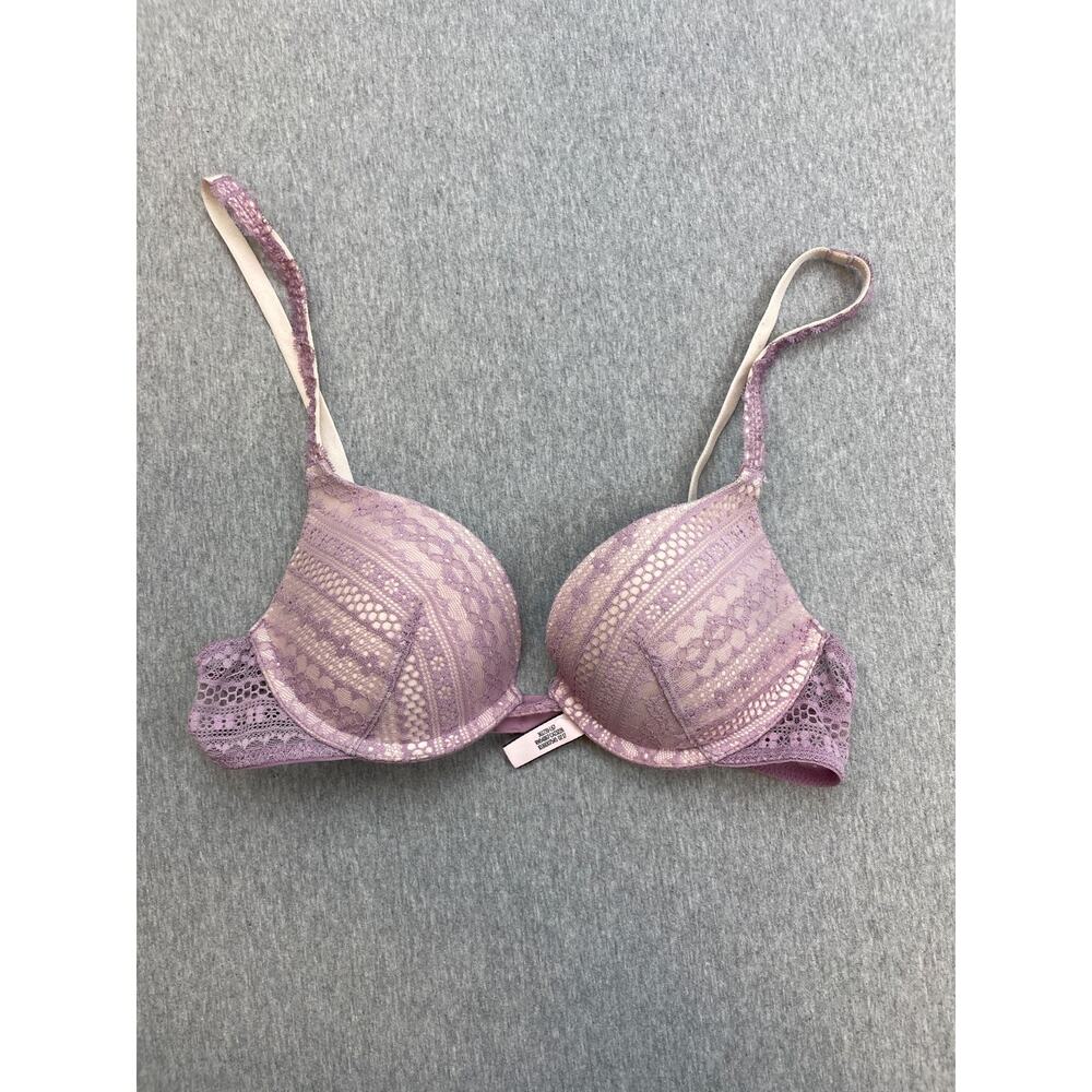Victorias Secret Bra Women 32B Stretch Lace Adjustable Underwire Push Up